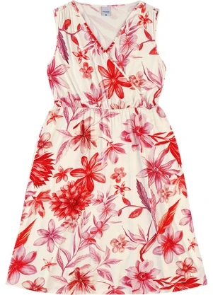 Malwee - Vestido Mídi Transpassado Floral PlusOff White - MALWEE
