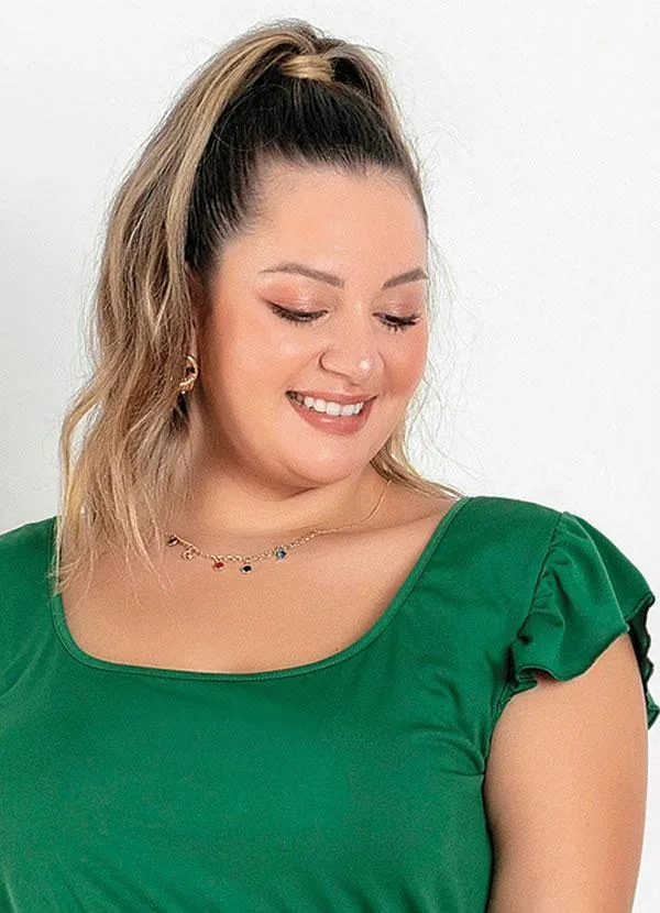Marguerite - Vestido Midi Verde com Franzidos Plus Size 3