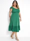 Marguerite - Vestido com Babados Midi Pink Plus Size - variação: Verde