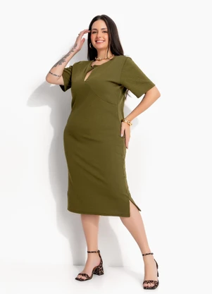 Marguerite - Vestido Midi Verde Escuro em Malha Encorpada - MARGUERITE
