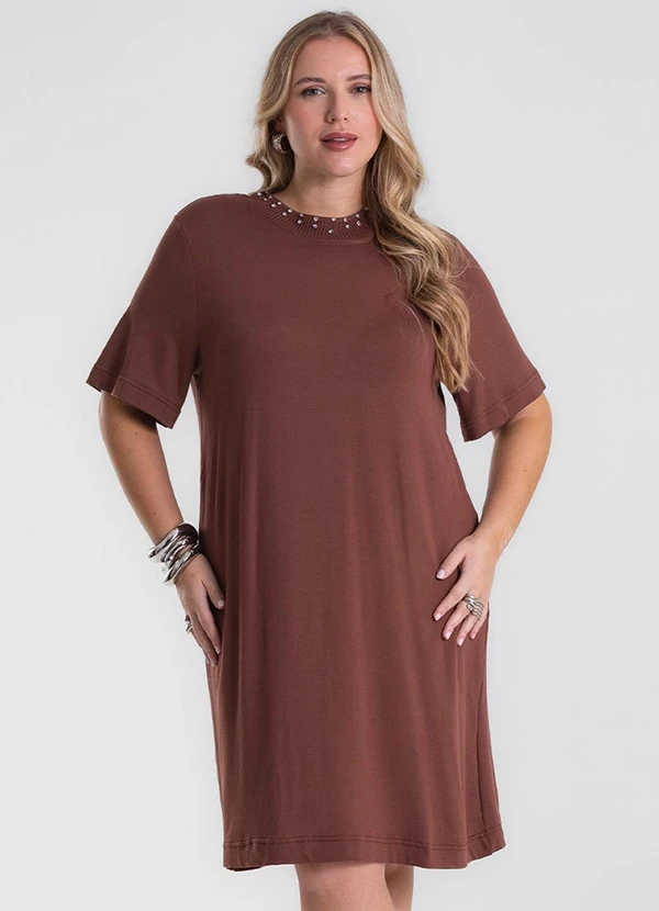 Secret Glam - Vestido Molecotton Plus Size Marrom 4