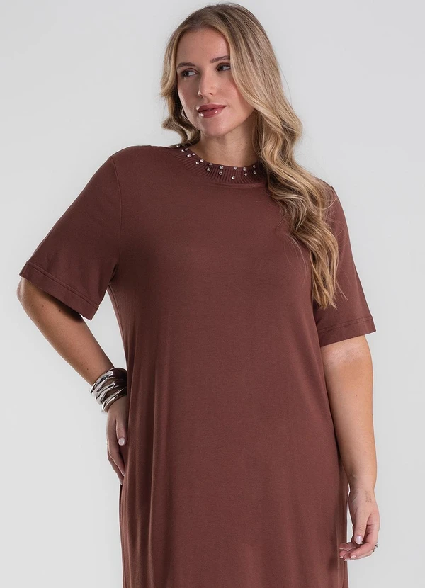 Secret Glam - Vestido Molecotton Plus Size Marrom 1