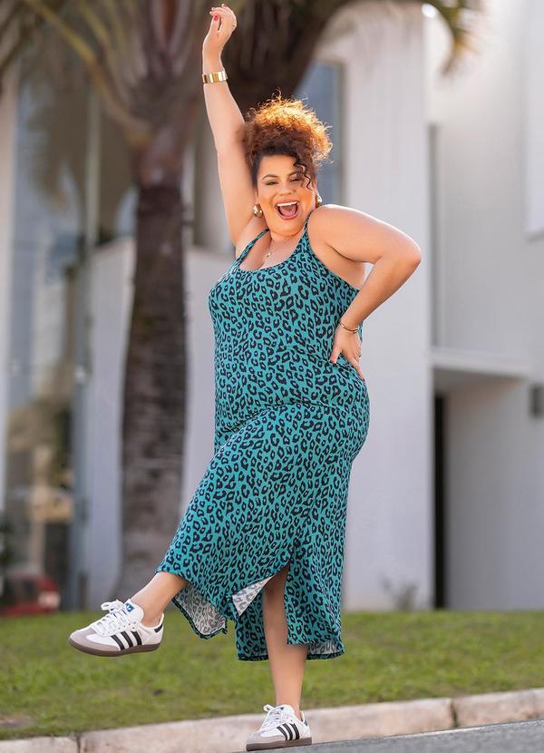 Marguerite - Vestido Onça Azul em Malha Crepe 4