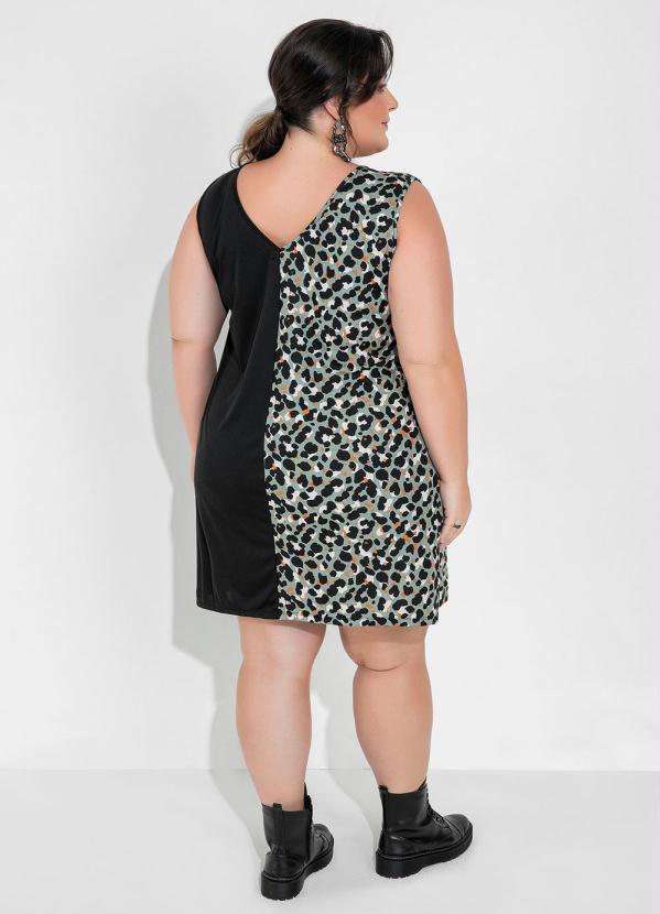 Outlet - Vestido Onça e Preto com Recorte Plus Size 4