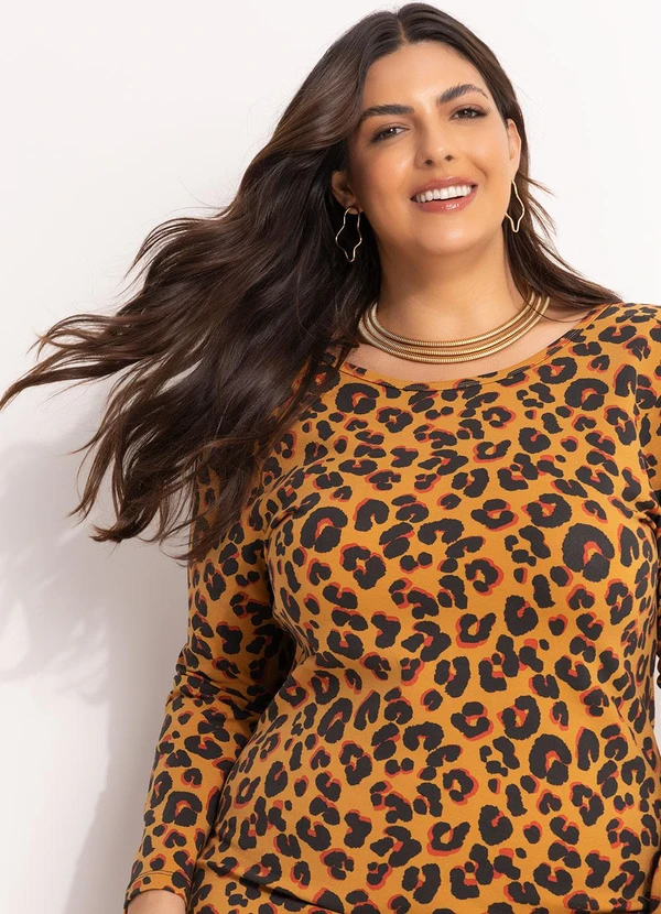 Marguerite - Vestido Onça Moderna em Malha de Viscose 3