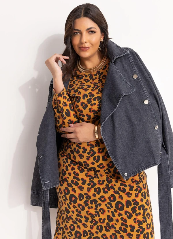 Marguerite - Vestido Onça Moderna em Malha de Viscose 2