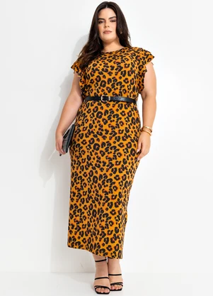 Vestido Onça Moderna em Malha de Viscose Marguerite