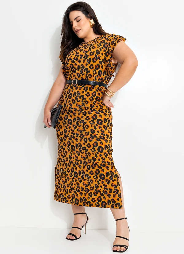 Marguerite - Vestido Onça Moderna em Malha de Viscose 6