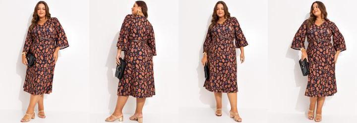 Vestido On�a Rabiscada em Poliflex