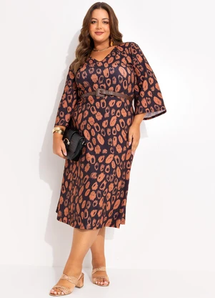 Marguerite - Vestido Onça Rabiscada em Poliflex - MARGUERITE