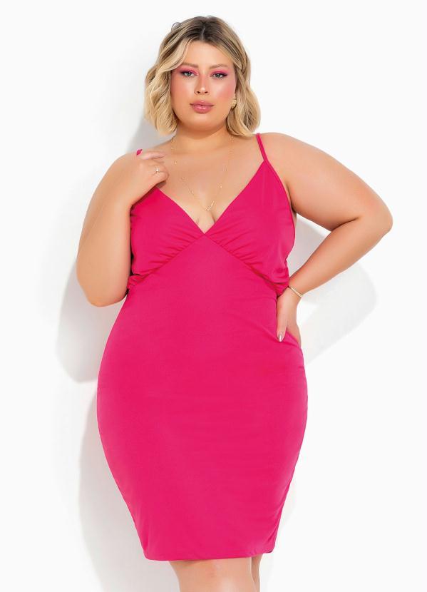 Marguerite - Vestido Pink com Franzido e Alças Plus Size 6