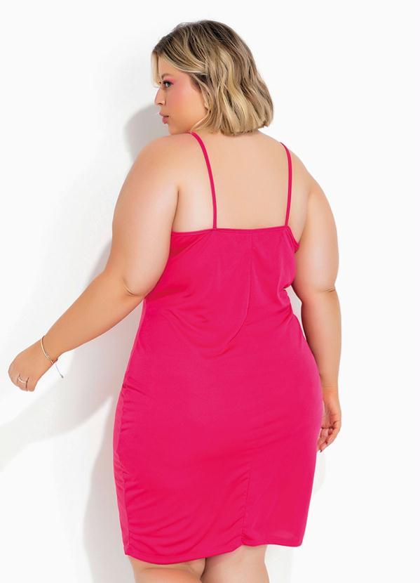 Marguerite - Vestido Pink com Franzido e Alças Plus Size 5