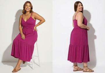 Vestido Pink com Transpasse Plus Size