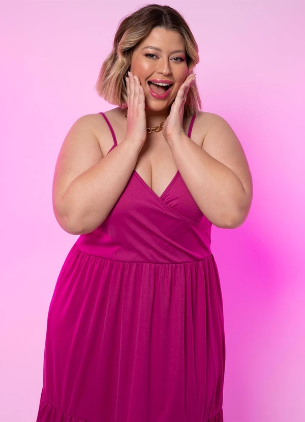 Marguerite - Vestido Pink com Transpasse Plus Size 5