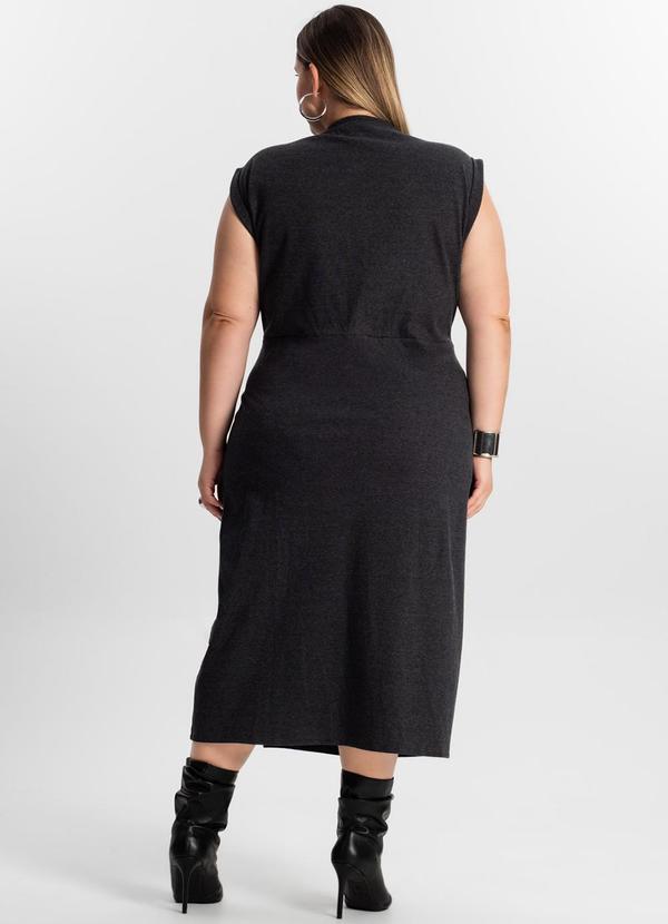 Select - Vestido Plus Size com Fenda Cinza 2