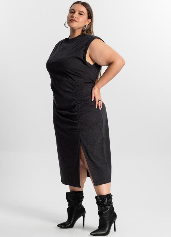 Select - Vestido Plus Size com Fenda Cinza 4