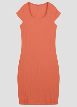 Cereja Rosa - Vestido Plus Size Cotton Canelado Laranja - CEREJA ROSA
