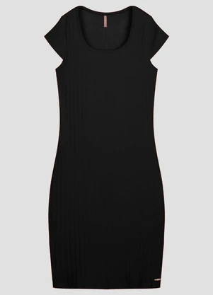 Cereja Rosa - Vestido Plus Size Cotton Canelado Preto - CEREJA ROSA