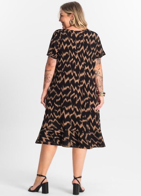 Select - Vestido Plus Size Estampado Marrom 2