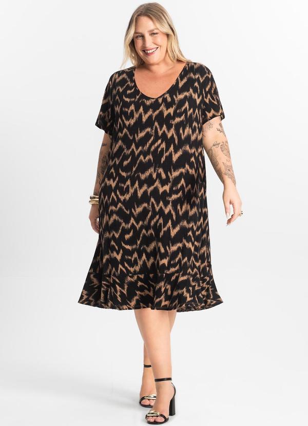 Select - Vestido Plus Size Estampado Marrom 3