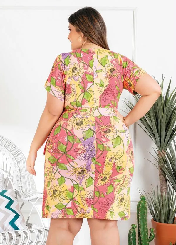 Queima Estoque - Vestido Plus Size Floral com Faixa 6