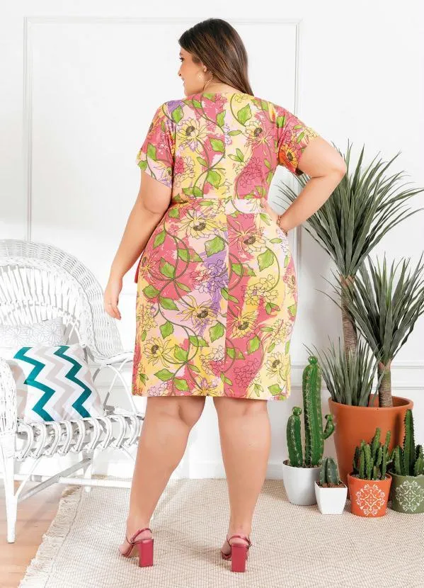 Queima Estoque - Vestido Plus Size Floral com Faixa 3