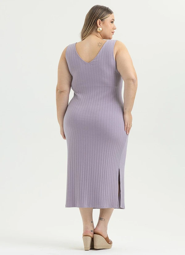 Cativa - Vestido Plus Size Midi Canelado Lilás 2