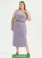 Cativa - Vestido Plus Size Midi Canelado Lilás - variação: Lilás