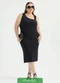 Cativa - Vestido Plus Size Midi Canelado Preto - variação: Preto