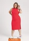 Cativa - Vestido Plus Size Midi em Canelado Vermelho - variação: Vermelho