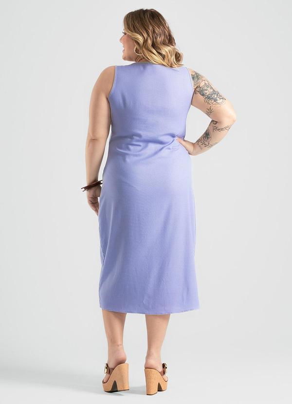 Cativa - Vestido Plus Size Midi em Linho Azul Claro 2