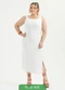 Cativa - Vestido Plus Size Midi em Viscose Branco  - variação: Branco