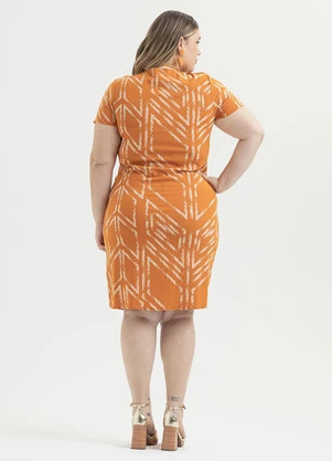 Cativa - Vestido Plus Size Midi em Viscose Laranja Escuro - CATIVA