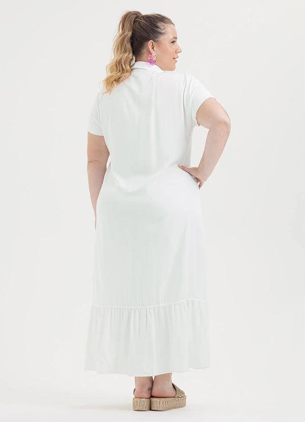 Cativa - Vestido Plus Size Midi em Viscose Off White 2