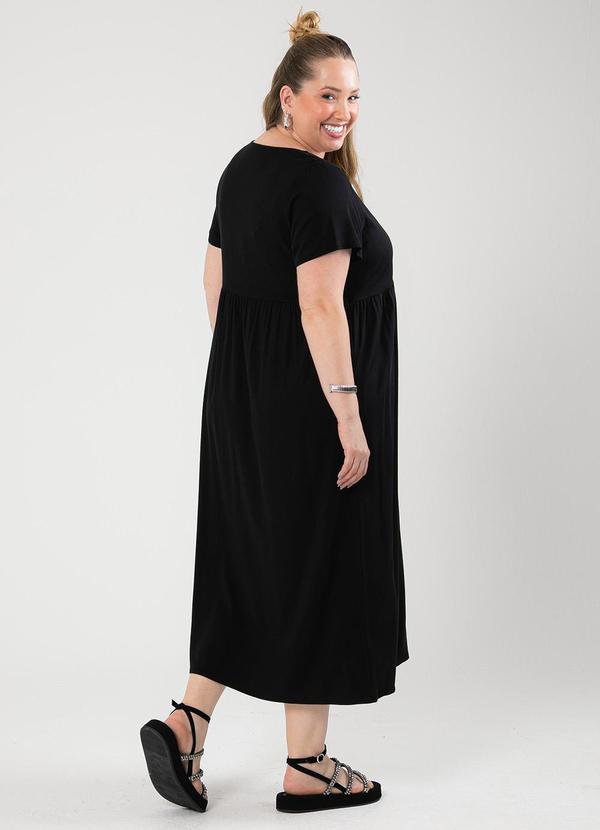 Cativa - Vestido Plus Size Midi em Viscose Preto 2