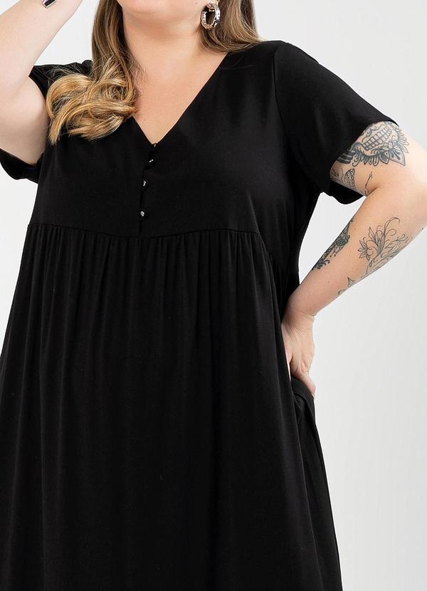 Cativa - Vestido Plus Size Midi em Viscose Preto 4