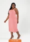 Cativa - Vestido Plus Size Midi em Viscose Verde - variação: Rosa Claro