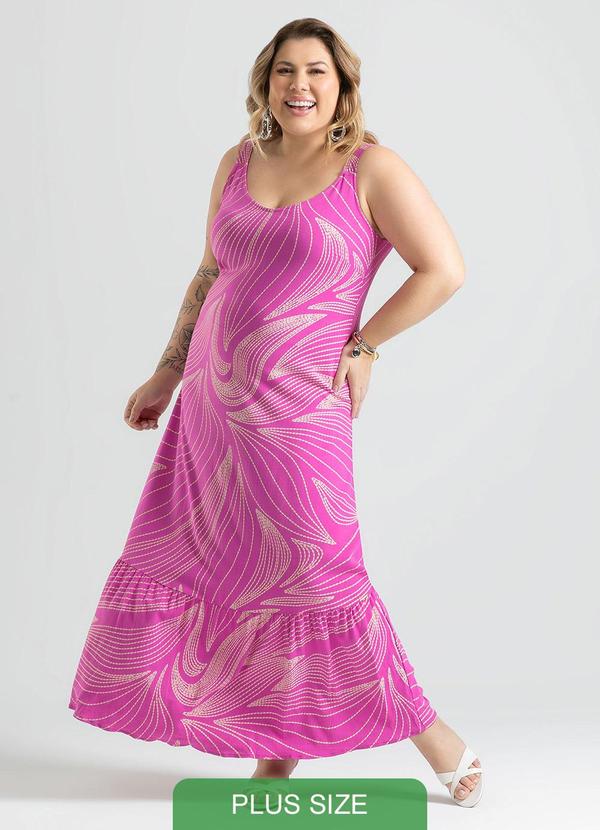 Cativa - Vestido Plus Size Midi em Viscose Roxo