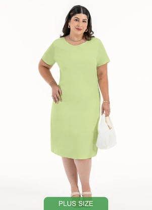 Habana - Vestido Plus Size Midi em Viscose Verde Claro - HABANA