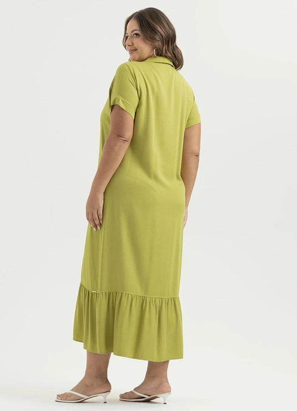 Cativa - Vestido Plus Size Midi em Viscose Verde 2