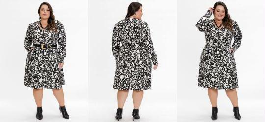 Vestido Plus Size Ona com Mangas Longas