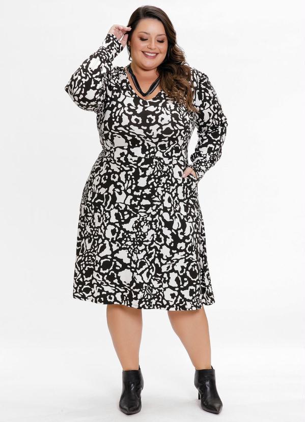 Mink - Vestido Plus Size Onça com Mangas Longas 2