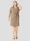 Cereja Rosa - Vestido Plus Size Ribana Canelada Preto - variação: Marrom