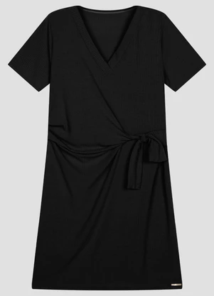 Cereja Rosa - Vestido Plus Size Ribana Canelada Preto - CEREJA ROSA