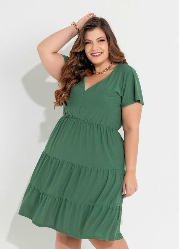 Vestido Plus Size (Verde) em Camadas