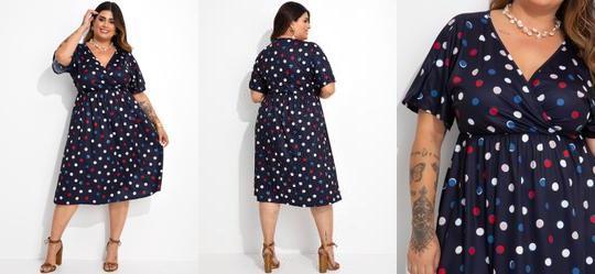 Vestido Po Colorido Marinho em Jersey Acetinado