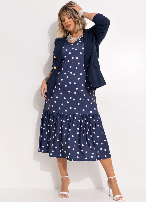 Marguerite - Vestido Poá Marinho em Poliflex 7