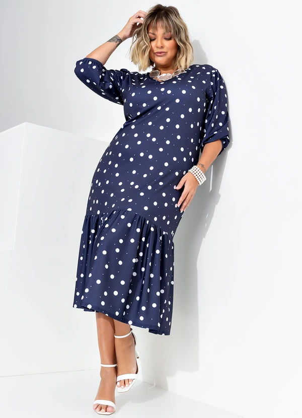 Marguerite - Vestido Poá Marinho em Poliflex 8