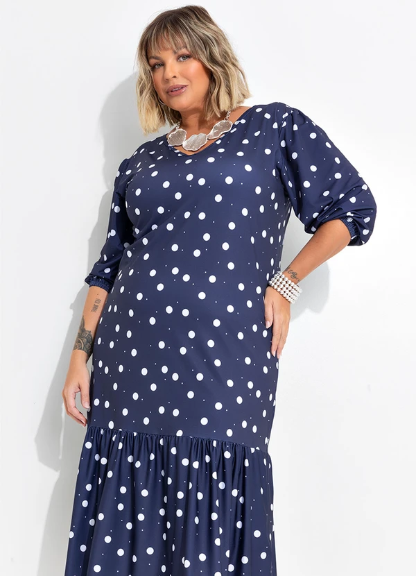 Marguerite - Vestido Poá Marinho em Poliflex 9