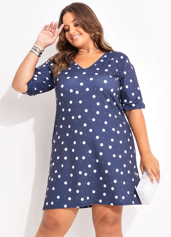 Marguerite - Vestido Poá Marinho em Poliflex 1